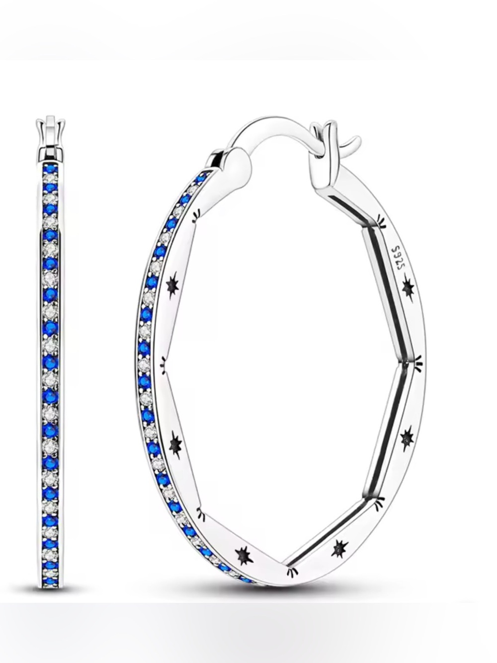 New .)925 Sterling Sapphire/Clear Crystal, .925 Stamped